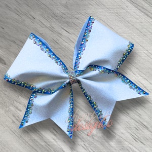 Glitter and Rhinestone Sublimated Cheer Bow, Ombre Edge Design - You Choose Your Color, Made to Order Custom Team Bow