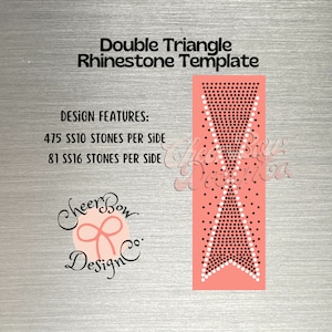 Modèle avec strass en téléchargement numérique instantané pour noeud Cheer 3&quot; - Design double triangle - strass ss16 et ss10