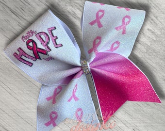 Pink Ribbon Cheer Bow: Breast Cancer Awareness, October Game Day