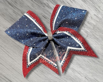 Glitter Cheer Bow: Double Outline, Custom Team Colors