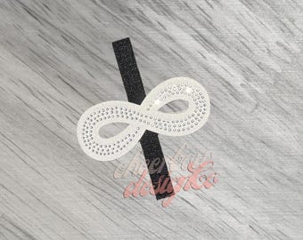Glitter Infinity Cheer Bow Center: 3" Removable 3-D Rhinestone Accent