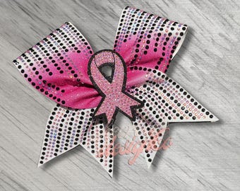 Pink Rhinestone Breast Cancer Awareness Cheer Bow
