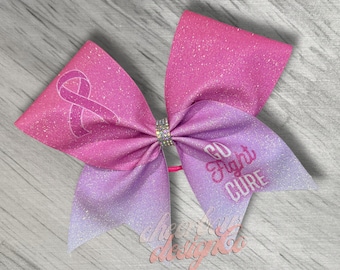 Breast Cancer Awareness Cheer Bow: Pink Ribbon Glitter Grosgrain