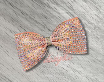 Satin Cheer Bow with Rhinestones: Team Dance Gymnastics Bow
