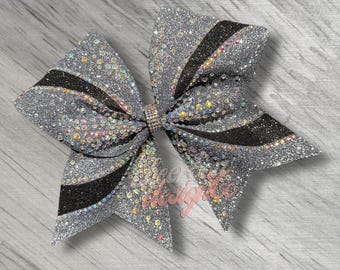 Glitter Rhinestone Cheer Bow: Custom Team Colors, Game Day Bow