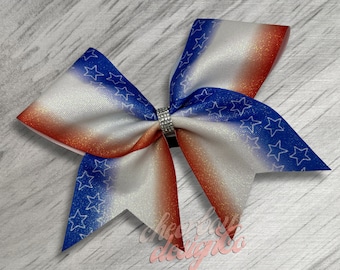 Patriotic Stars and Stripes Large Hair Bow, 4th of July Hair Accessory