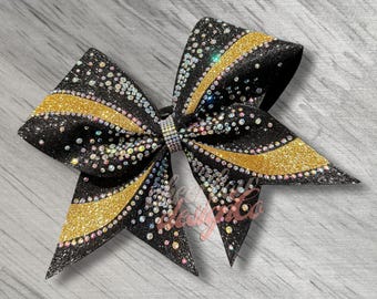 Glitter Rhinestone Cheer Bow: Custom Team Colors, Game Day Bow