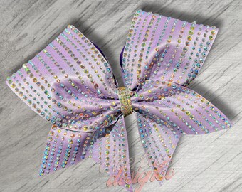 Satin Cheer Bow with Rhinestones, Made to Order,  Multiple Color Options, Team Bow, Pom, Dance, Gymnastics