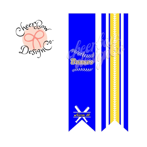 Sublimation Digital Download - Laces and lines Softball Bow - Customized for your Team or School's Colors and Mascot