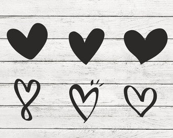 Corazones SVG PNG PDF, Paquete de corazón Svg, Dibujo a mano, Archivo de corte Cricut, Corazón, Amor, Amor Svg, Vector de archivo de corte, Silueta, Archivo de Cricut
