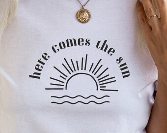 Here Comes The Sun SVG, Summer Beach Quote, Cricut, Sublimation (Digital File)
