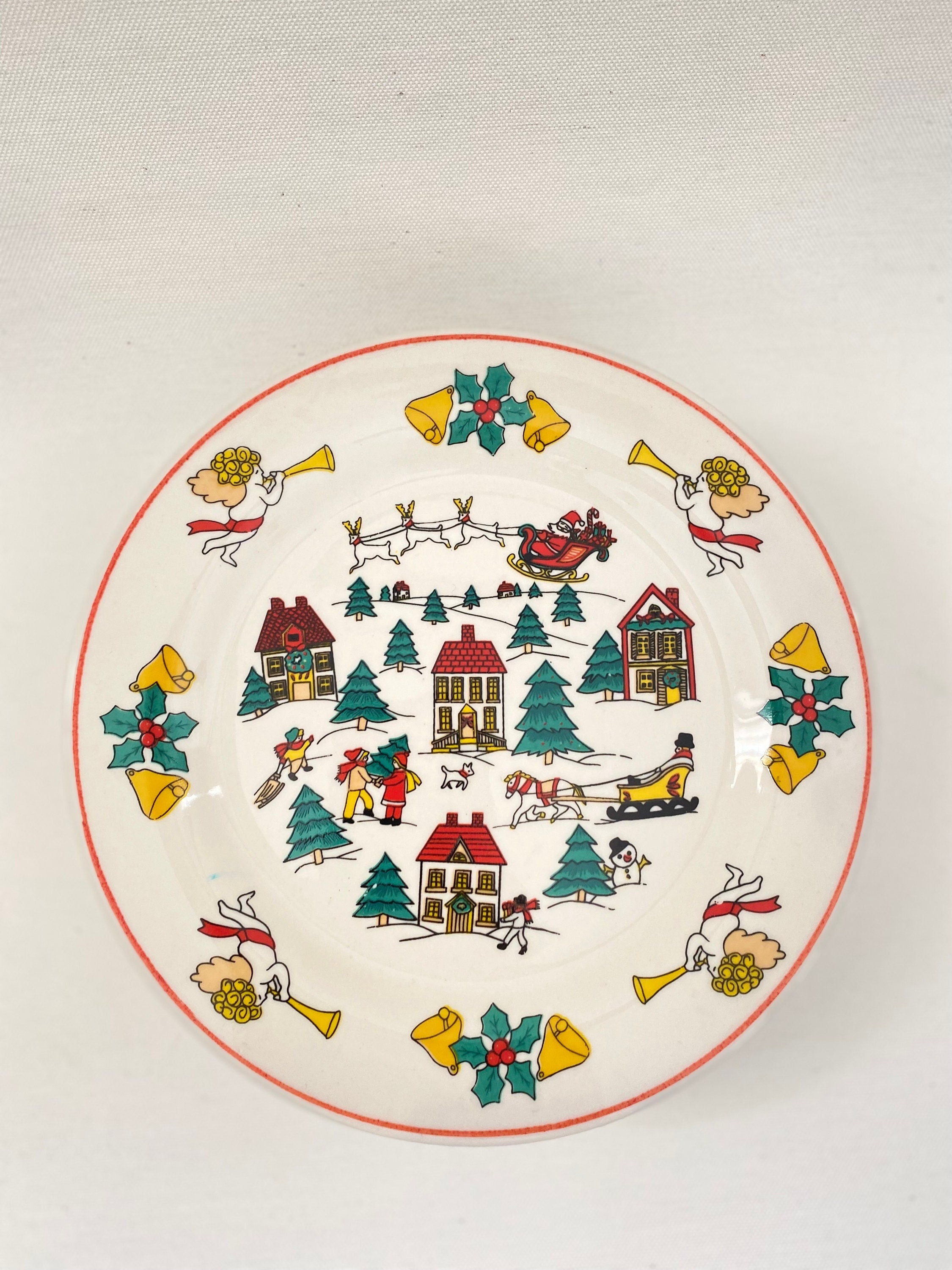Set of 6 Vintage Christmas Dessert Plates Etsy UK