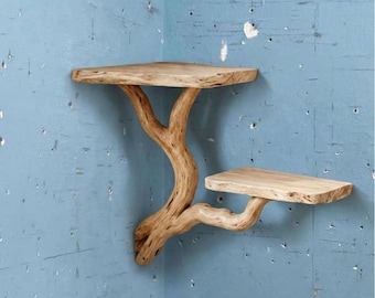 Tree bookshelf corner wall natural driftwood home decor wood handmade rustic