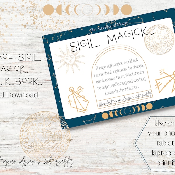 Sigil magic workbook, grimoire pages, book of shadows, BoS printable, sigil making, manifestation, intention