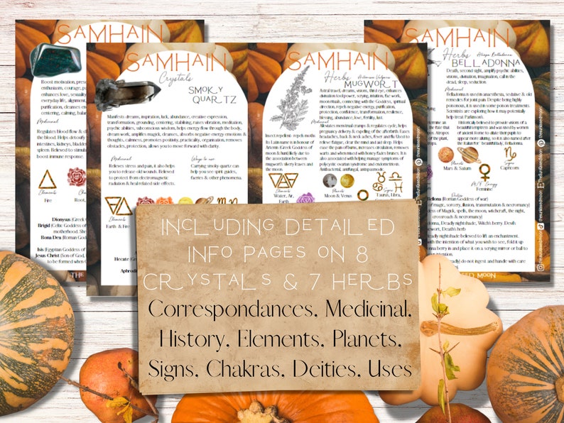 Samhain Grimoire Pages, Wheel of the Year, Book of Shadows, Halloween