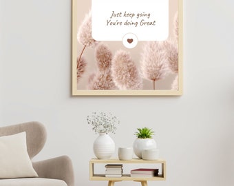 KEEP GOING Blush Pink Wall Print Encouragement Friendship Prints Thinking of You Daily Affirmation Motivation Quote Girls Minimalist Art