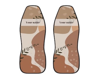 Boho Design Custom Name Car Seat Cover Natural Colour Customized Car Sear Women Car Accessories Name Car Seat Design Geometrical Beige