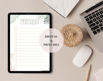 Minimalist Check List Daily Organiser Boho Digital Printable Planner Seamless Day Prep Clean Design Planning Easy 5 Page Japandi Organiser