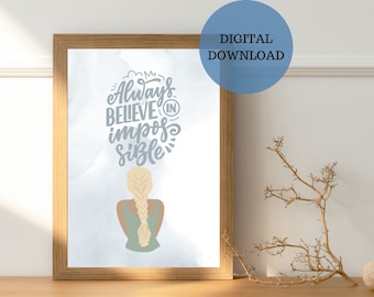 Custom Quote Print Inspirational Wall Art Everything is possible, Wall Decor Neutral Wall Print Motivational Affirmation Abstract Female Art