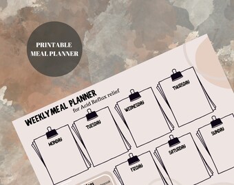 Weekly Meal Planner Blush Pink Acid Reflux Planning List GERD Recipe Guide Heartburn Planner Gastritis Friendly Printable Digital A4 Inspo