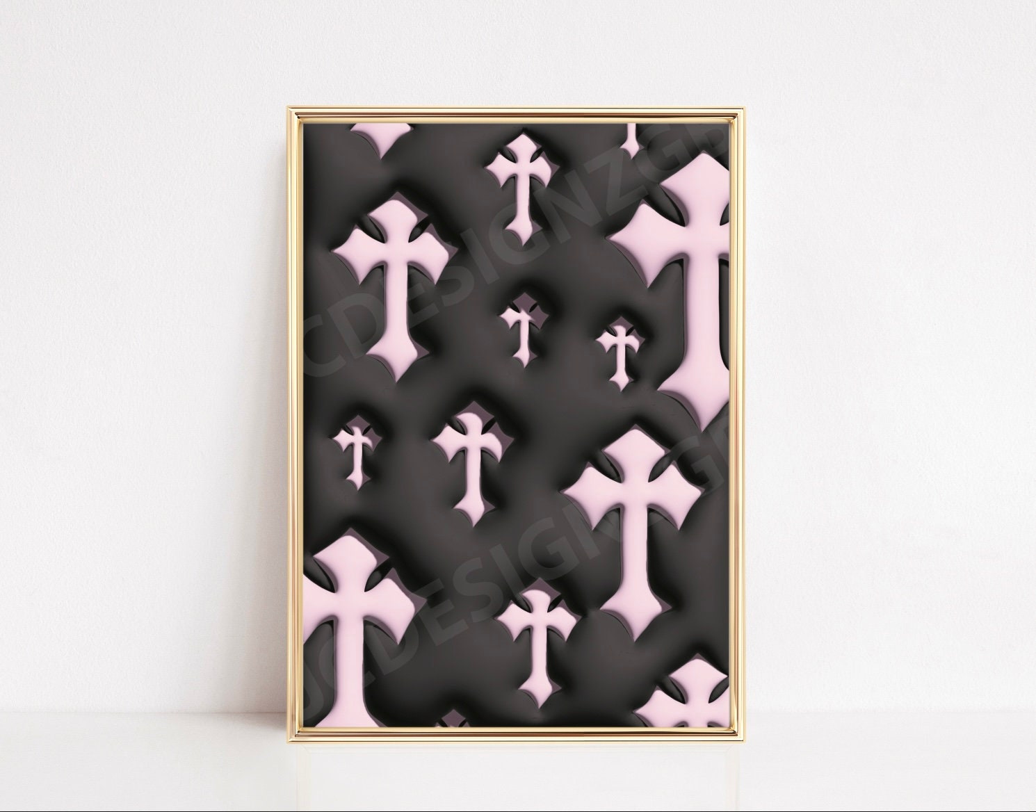 Chrome Hearts Streetwear Y2k Wall Art Cross Gothic Puffy 3D Bubble  