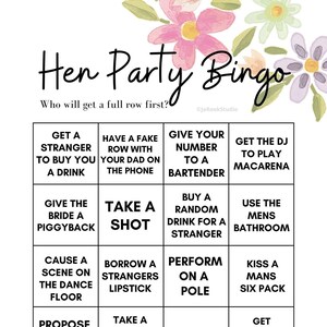 Hen Party Bingo Game | Bridal Bingo | Party Game | Bachelorette Bingo