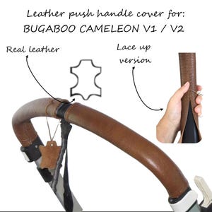 Bugaboo Cameleon  v1 / v2 Leder-Schiebegriffabdeckung Schnürversion Echtleder griffschoner