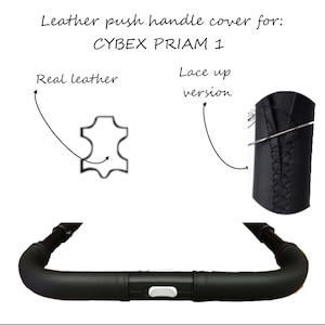 Funda de cuero para manillar de cochecito Cybex Priam 1, versión con cordones
