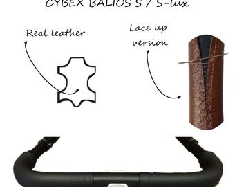 Cybex Balios S / Slux stroller leather push handle cover geniue leather lace up version
