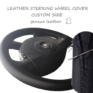 Custom size leather steering wheel cover