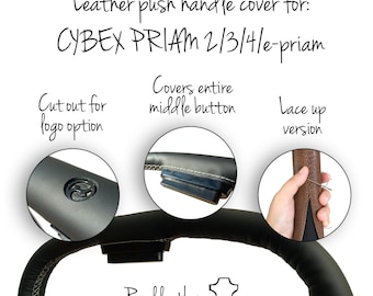 Cybex Priam 2 / priam 3 / priam 4 / e-priam stroller leather push handle cover real leather lace up closing