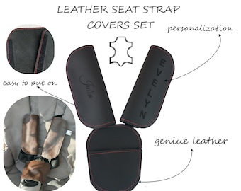 3 Pieces geniue leather strap cover for stroller and bike trailer car seat harness covers and crotch pad cover