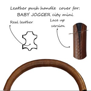 Baby Jogger City Mini-Kinderwagen, Leder-Schiebegriffbezug, Echtleder-Schnürversion