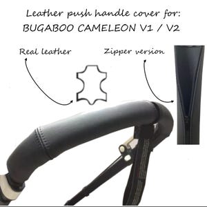 Bugaboo Cameleon Kinderwagenversion v1/v2 Leder-Schiebegriffbezug Echtleder-Reißverschlussversion