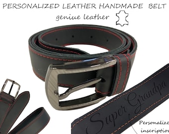 Personalised leather belt real leather handmade gift