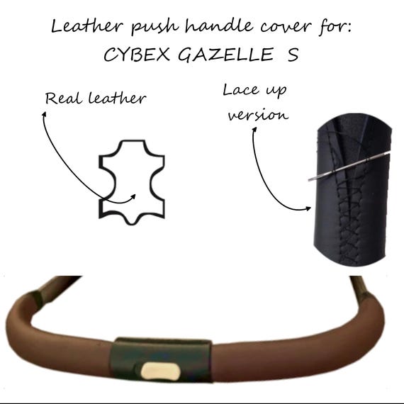 Geniue leather push handle cover for Cybex gazelle s stroller real leather lace up version