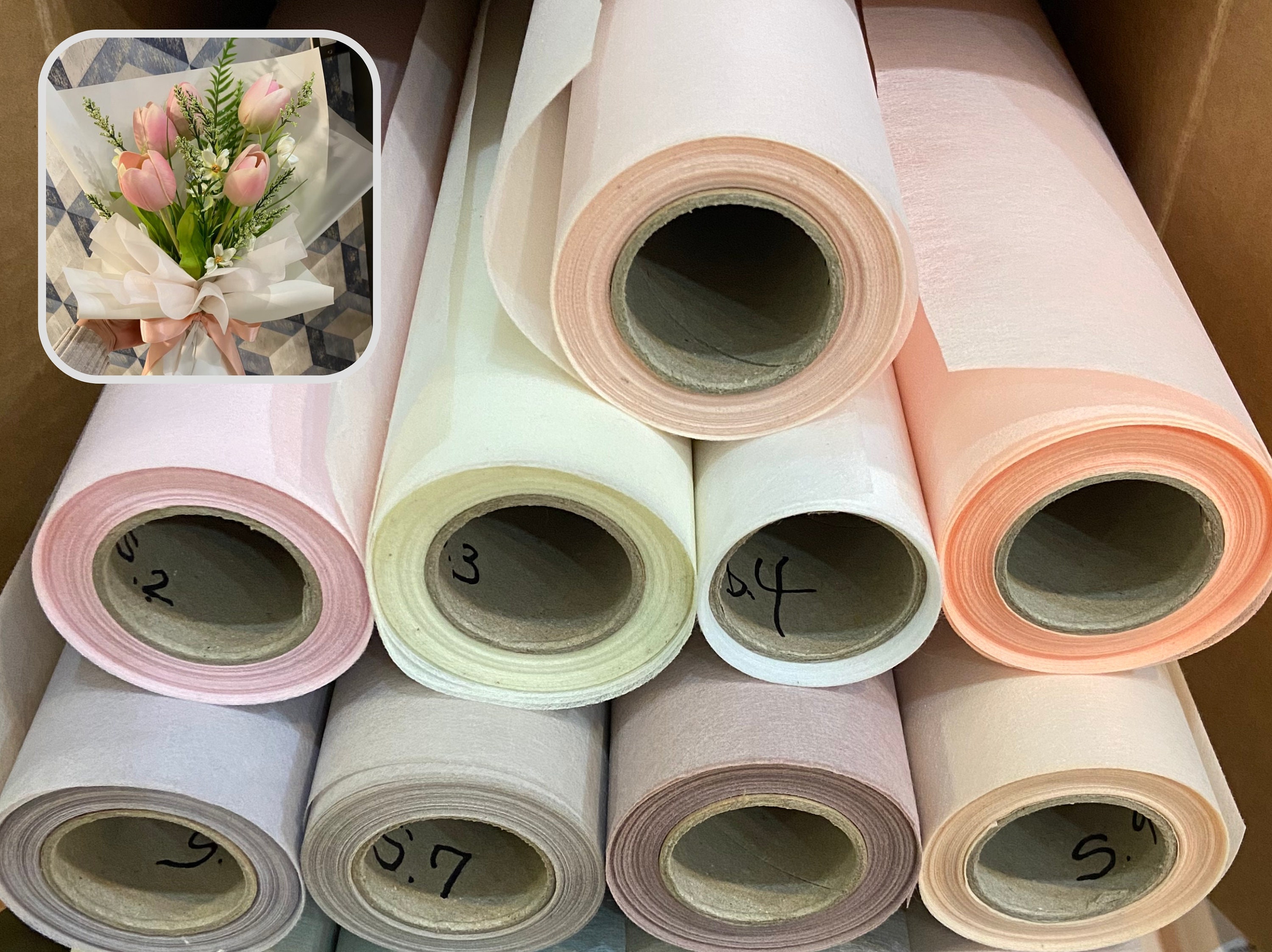 TOYANDONA 1 Roll gift wrapping paper floral wrapping paper bouquet wrapping  paper flower wrapping paper brown kraft paper brown wrapping paper