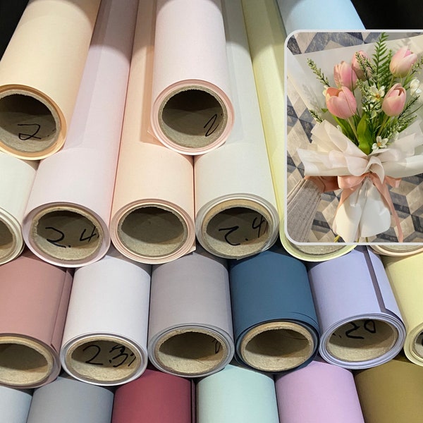 Korean Style Wrapping Paper Waterproof Thick For flower Bouquets and Gifts 15 Yards