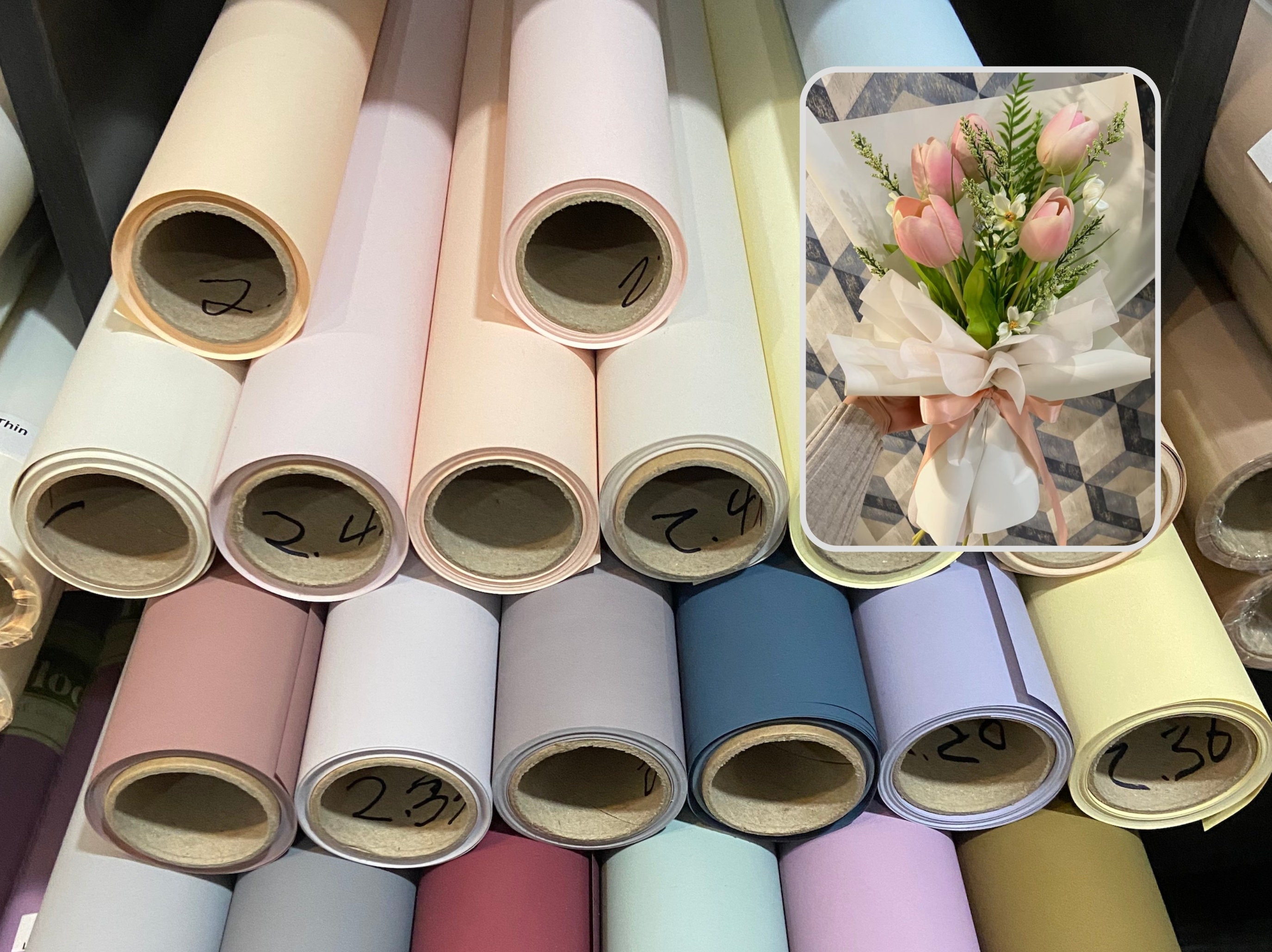 Korean Style Waterproof Wrapping Paper for Flower Design Double Sided 15  Yards 
