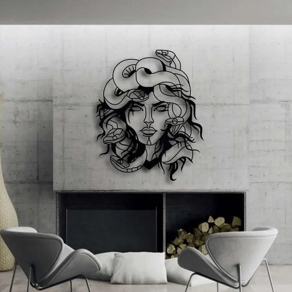 Medusa Metal Wall Decor, Greek Mythology Metal Wall Art, Housewarming Gift, Living Room Wall Art, Interior Design, Above Bed Decor, 3D Metal