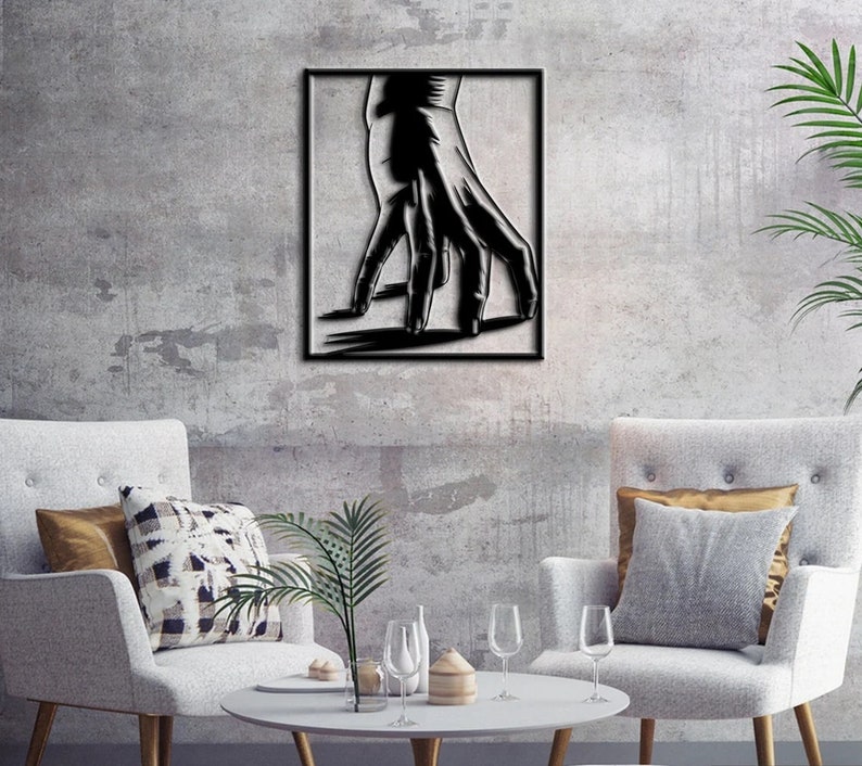 Portrait Hand Wall Decor Unique Wall Art Line Art Metal Art Etsy