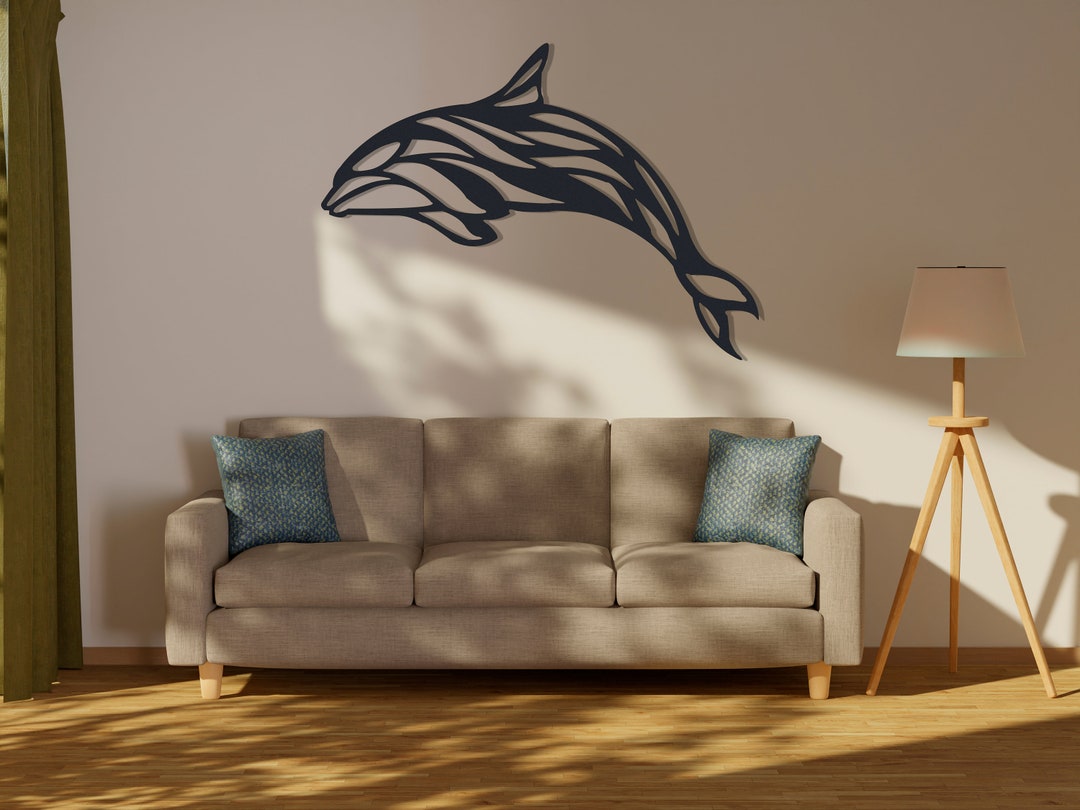 Dolphin Metal Wall Decor, Outdoor Metal Dolphin Wall Art, Sea Creatures Wall Decor, Fish Wall