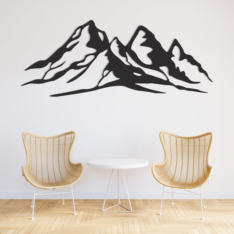 Mountain Wall Art Fireplace Metal Wall Art Living Room Metal Etsy