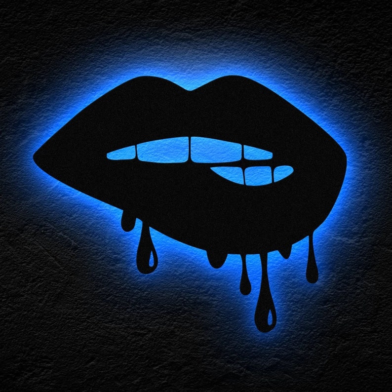 Dripping Lips Metal Wall Art Funny Home Decor She Shed Etsy