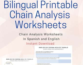Hoja de Trabajo de Análisis de Cadena Bilingüe, DBT, Análisis de Enlaces, CBT, DBT en Español, Hojas de Trabajo de Terapia, dbt Español, Imprimible, Descargar, pdf