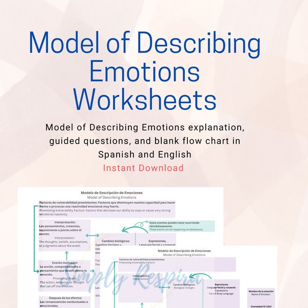 Bilingual (Spanish/English) Model of Describing Emotions Printable/ Worksheet