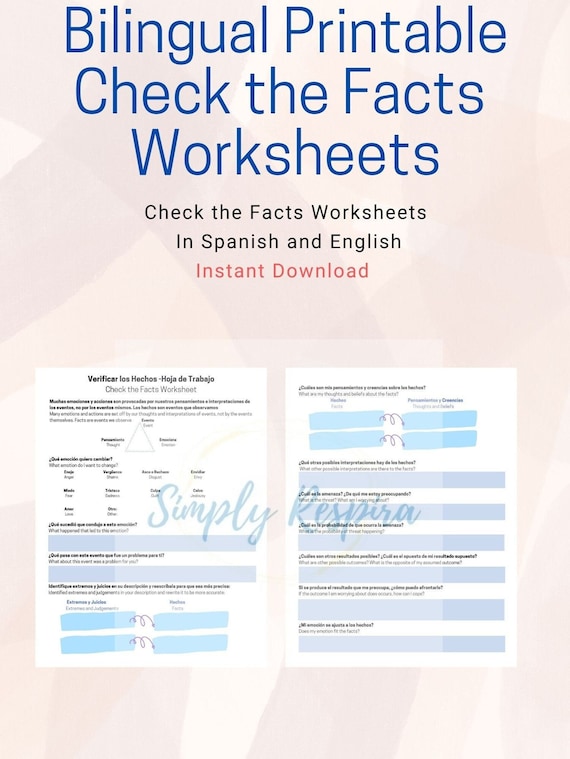 Bilingual Check the Facts Worksheet DBT-CBT Worksheet - Etsy Sweden
