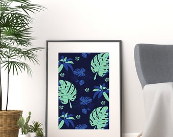 Navy Tropical wall art