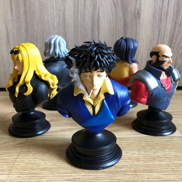 Bustes peints à la main de Cowboy Bebop : Spike, Jet, Faye, Vicious et Julia