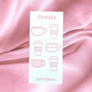 Mini stickersheet drinks tea coffee stickers aesthetic
